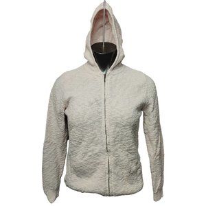 L.L Bean Women's Light Pastel Pink Wool Zip Up Hooded Sweater Medium